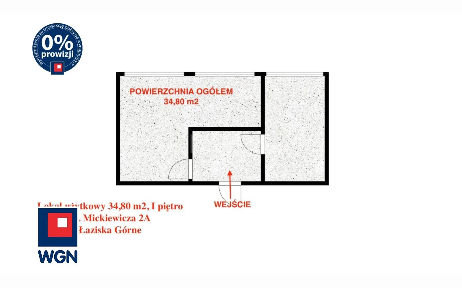 Lokal usługowy na  wynajem Łaziska Górne - Lokal użytkowy 34,80 m2 na wynajem - Łaziska Górne, ul. Mickiewicza 2A.